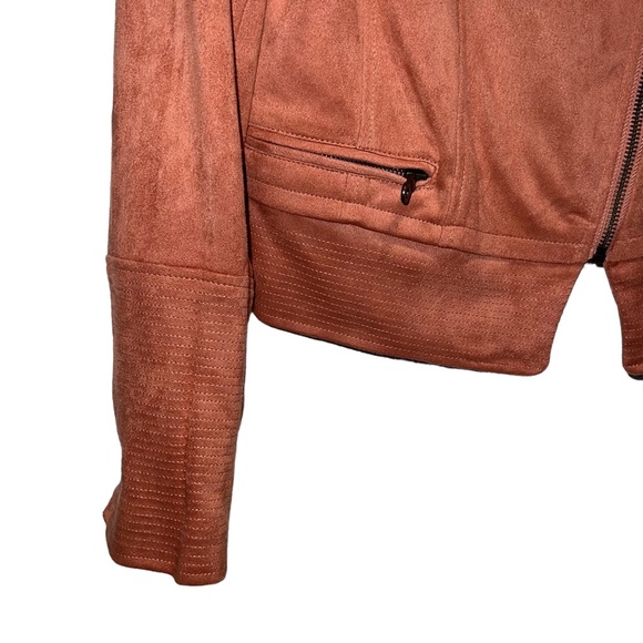 Robert Rodriguez peach faux suede moto jacket size medium - Picture 8 of 14